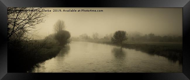 Misty River Itchen Framed Print by Stuart C Clarke