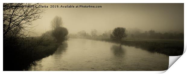 Misty River Itchen Print by Stuart C Clarke