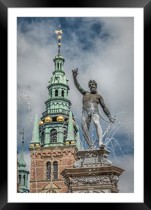Frederiksborg Castle Neptune Fountain Framed Mounted Print by Antony McAulay