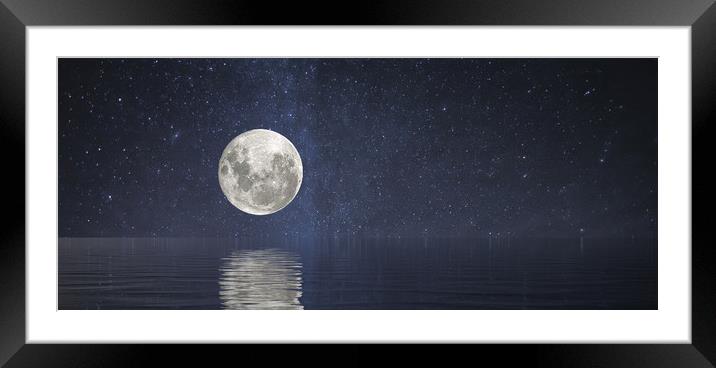 Full Moon at Sea Framed Mounted Print by Darryl Brooks