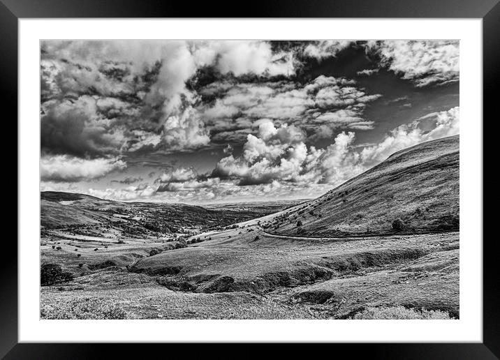 Beacons View Monochrome Framed Mounted Print by Steve Purnell