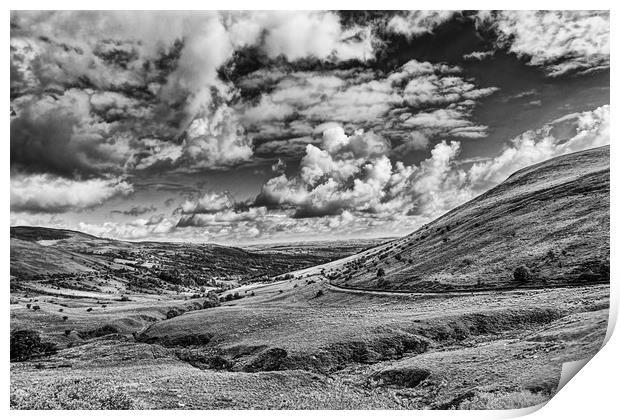Beacons View Monochrome Print by Steve Purnell