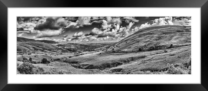 Brecon Beacons Panorama Monochrome Framed Mounted Print by Steve Purnell