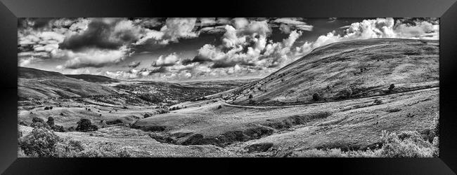 Brecon Beacons Panorama Monochrome Framed Print by Steve Purnell