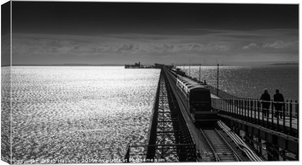 Southend Pier in mono  Canvas Print by Rob Hawkins