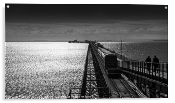 Southend Pier in mono  Acrylic by Rob Hawkins
