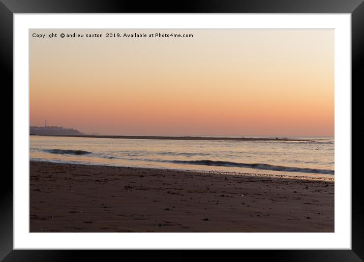 SUNSET SEA. Framed Mounted Print by andrew saxton