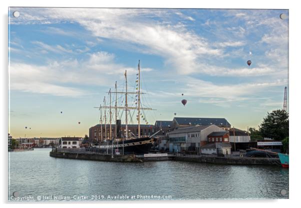 SS Great Britain and Bristol Balloon Festival Acrylic by Neil William-Carter