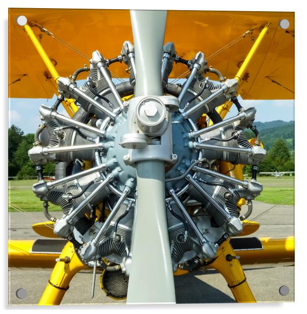 Stearman Aircraft Engine  Acrylic by Mike C.S.