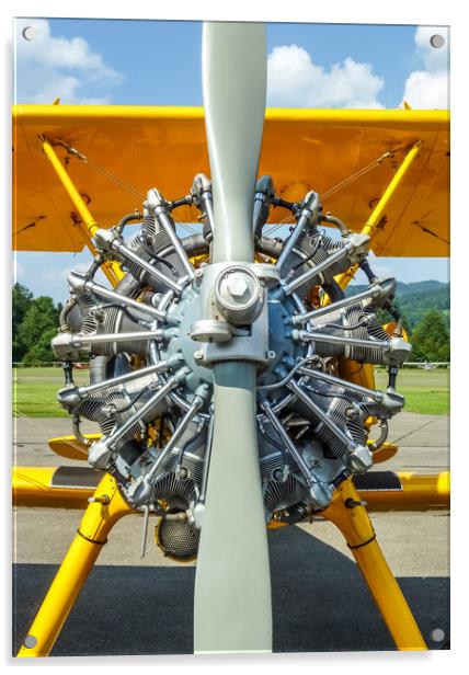 Stearman Aircraft Engine   Acrylic by Mike C.S.