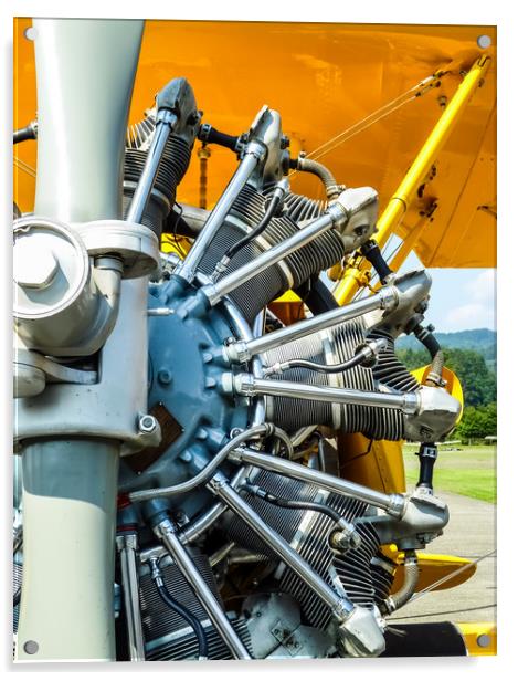 Stearman Aircraft Engine   Acrylic by Mike C.S.