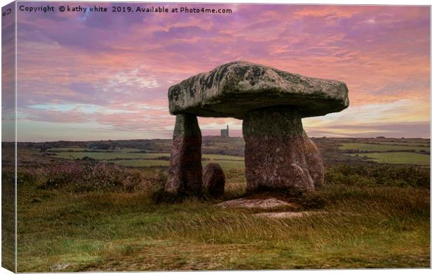 Lanyon Quoit,Ding Dong mine, Cornwall  Canvas Print by kathy white