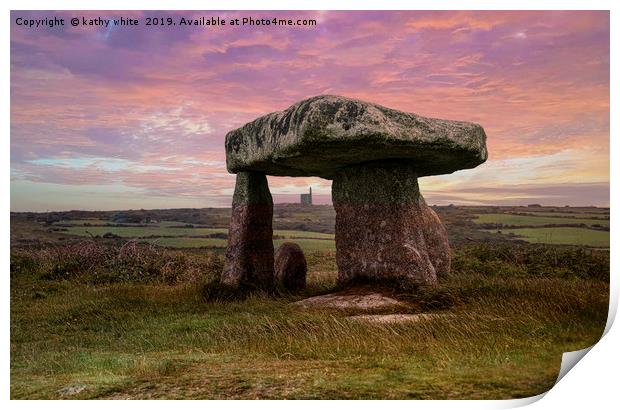 Lanyon Quoit,Ding Dong mine, Cornwall  Print by kathy white