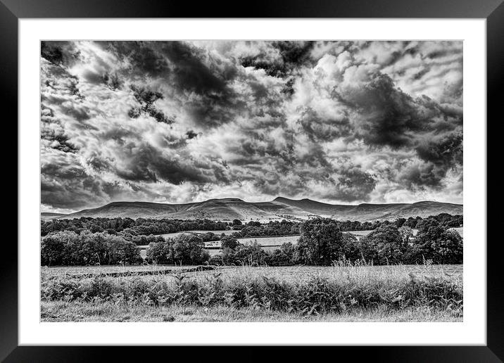 Dramatic Skies Over Penyfan Monochrome Framed Mounted Print by Steve Purnell