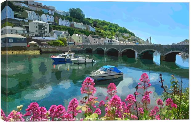 Colourful view of The Looe River and Bridge Canvas Print by Rosie Spooner