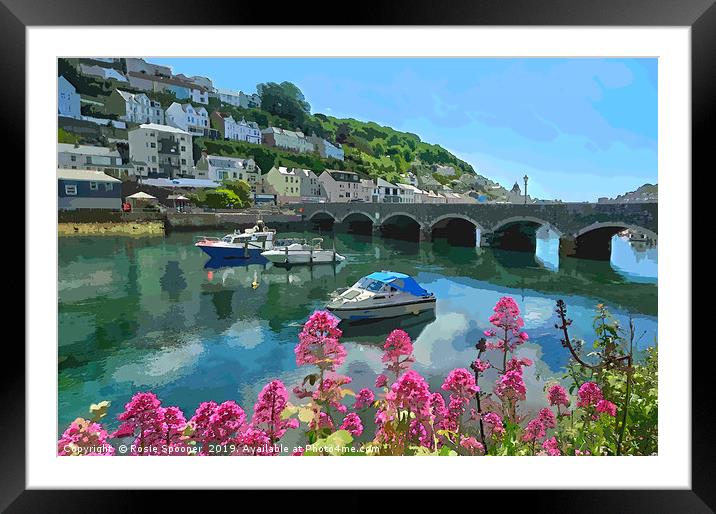 Colourful view of The Looe River and Bridge Framed Mounted Print by Rosie Spooner