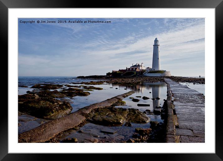 Reflecting on St Mary's Island Framed Mounted Print by Jim Jones