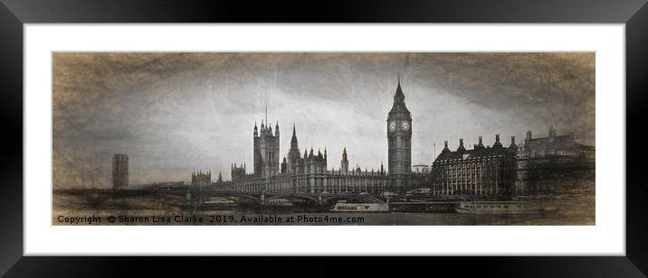 London panorama sketch Framed Mounted Print by Sharon Lisa Clarke