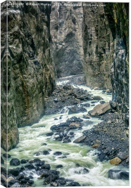Melt-water River in Glacial Gorge, Switzerland Canvas Print by Robert Murray