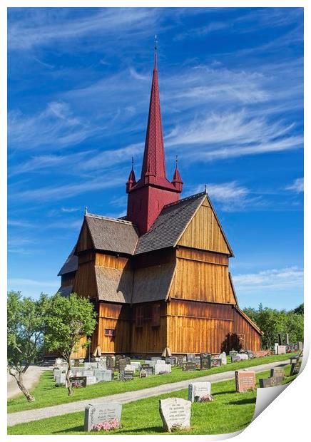 Ringebu Stave Church Print by Hamperium Photography