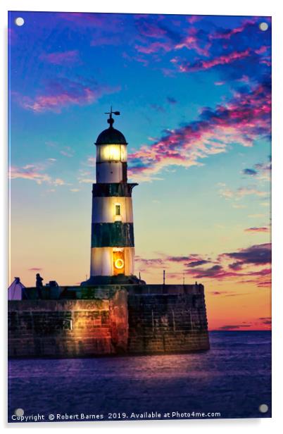 Seaham Lighthouse Acrylic by Lrd Robert Barnes