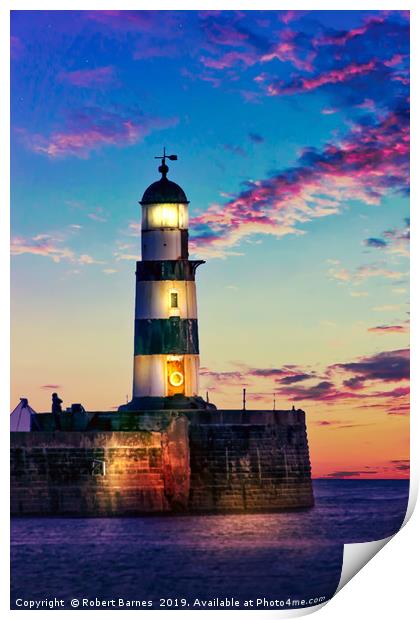 Seaham Lighthouse Print by Lrd Robert Barnes