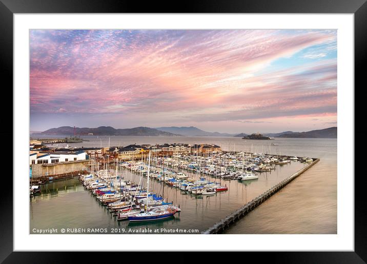 San Francisco boat harbor. Framed Mounted Print by RUBEN RAMOS