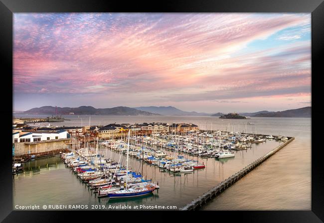 San Francisco boat harbor. Framed Print by RUBEN RAMOS