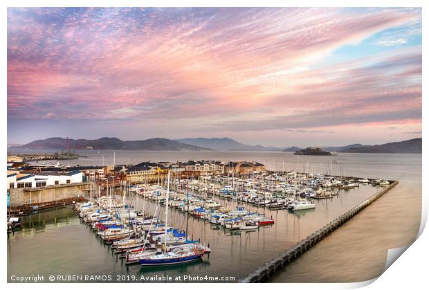 San Francisco boat harbor. Print by RUBEN RAMOS