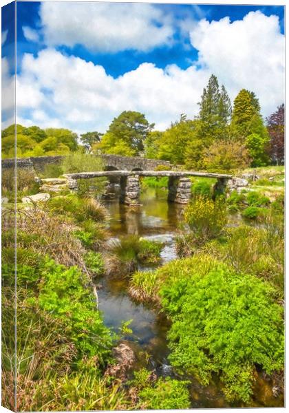 Dartmoor clapper bridge Canvas Print by Andrew Michael