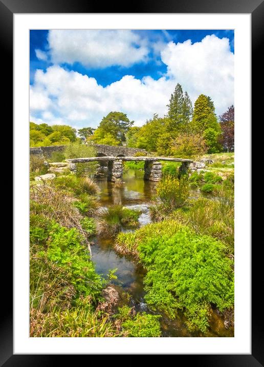 Dartmoor clapper bridge Framed Mounted Print by Andrew Michael