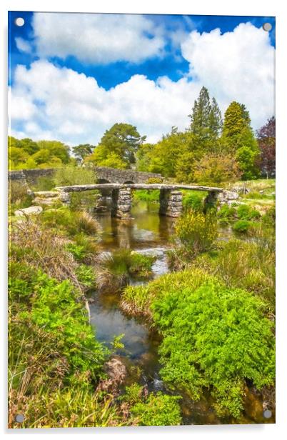 Dartmoor clapper bridge Acrylic by Andrew Michael