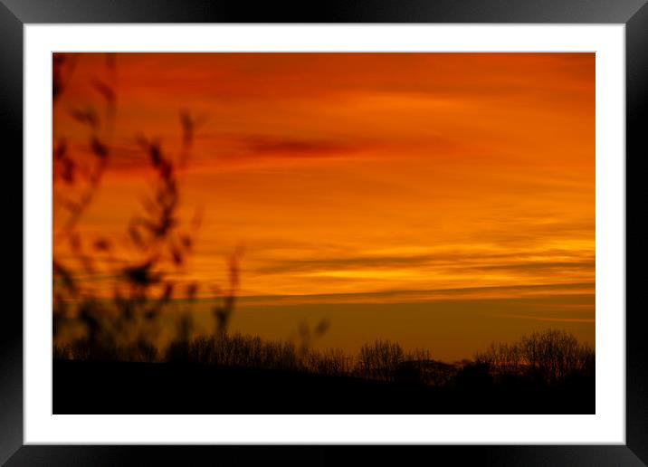 Winters Sunset Framed Mounted Print by Simon J Beer