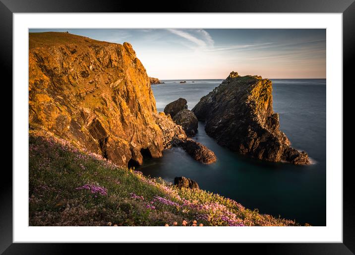 Kynance Cove on the Lizard Peninsular Framed Mounted Print by Andrew Michael