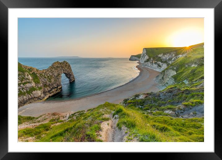 Durdle Door Summer Sunset Framed Mounted Print by Lubos Fecenko