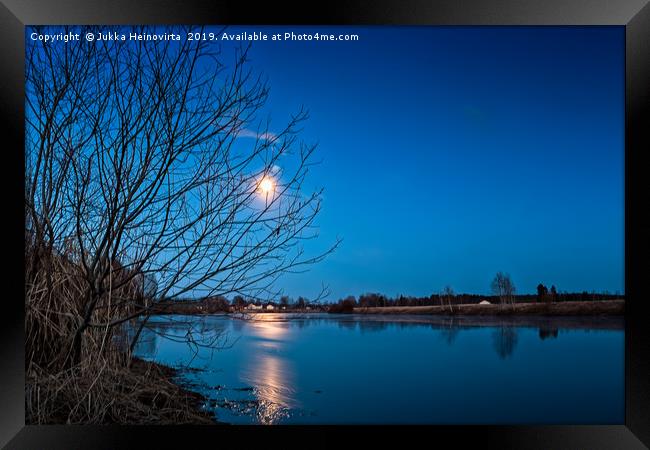 Full Moon Over The River Framed Print by Jukka Heinovirta