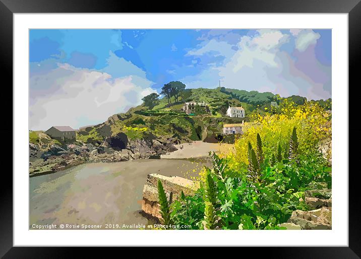 Polperro outer harbour at low tide Framed Mounted Print by Rosie Spooner