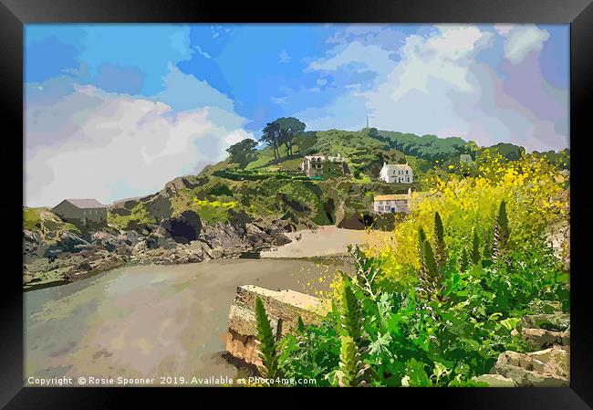 Polperro outer harbour at low tide Framed Print by Rosie Spooner