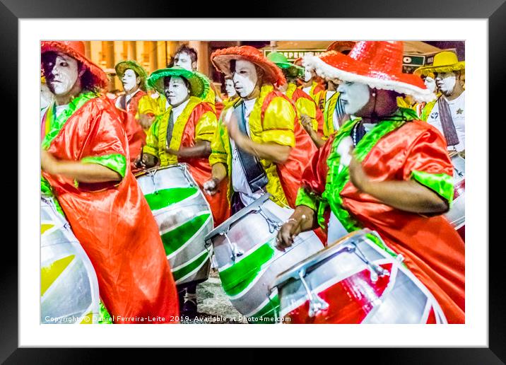 Group of Candombe Drummers at Carnival Parade of U Framed Mounted Print by Daniel Ferreira-Leite