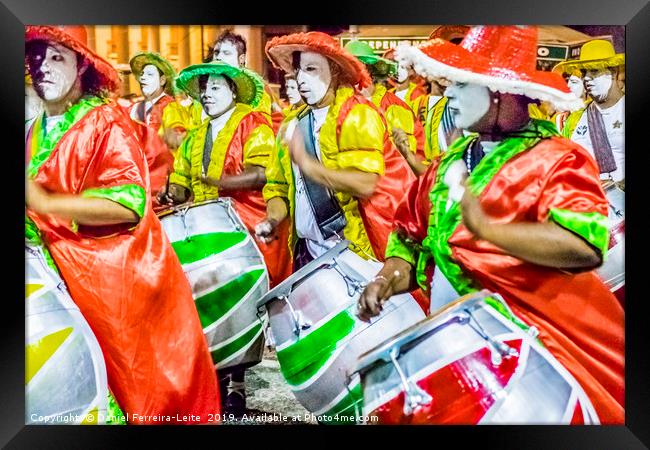 Group of Candombe Drummers at Carnival Parade of U Framed Print by Daniel Ferreira-Leite