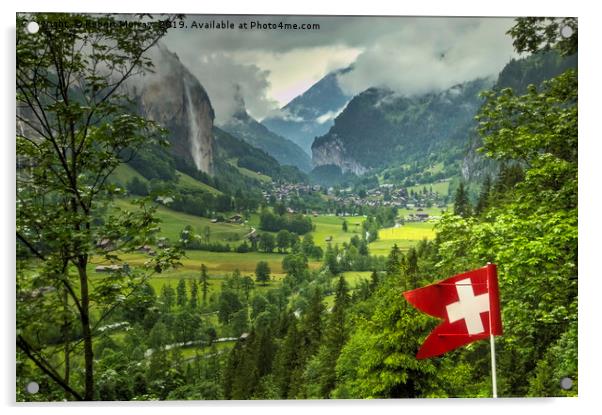 Lauterbrunnen Valley, Switzerland. Acrylic by Robert Murray