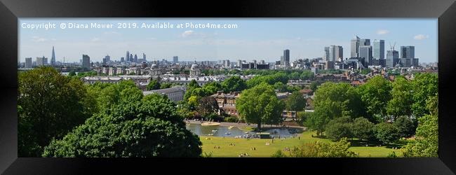 Greenwich London  Panoramic          Framed Print by Diana Mower
