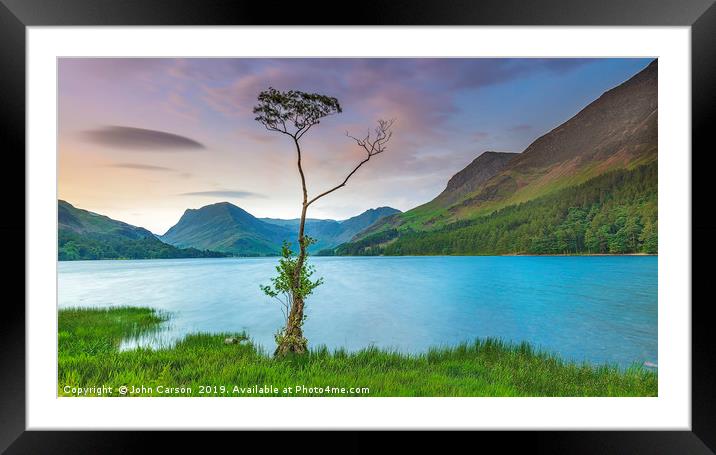 Majestic Beauty of Buttermeres Lone Tree Framed Mounted Print by John Carson