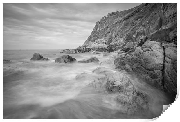 Seascape of Porth Nanven 2 Print by Andrew Michael