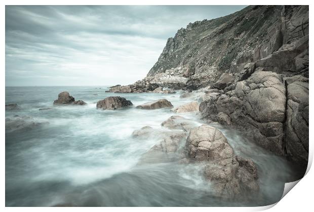 Seascape of Porth Nanven 3 Print by Andrew Michael