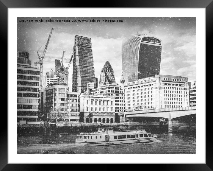City of London Snow Framed Mounted Print by Alexandre Rotenberg
