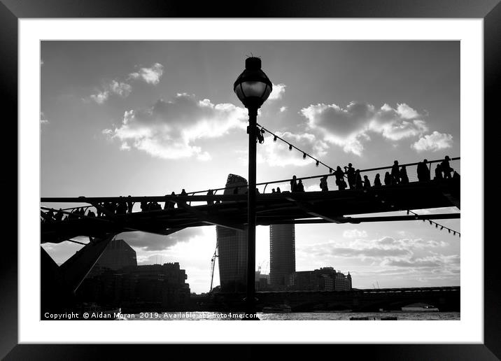 Millennium Bridge Silhouette, London    Framed Mounted Print by Aidan Moran