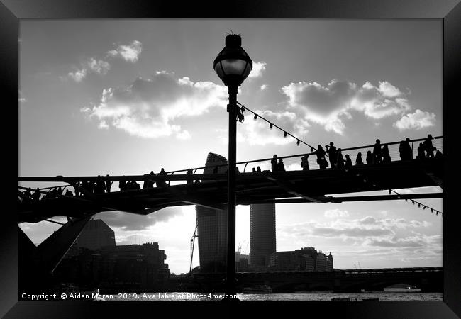 Millennium Bridge Silhouette, London    Framed Print by Aidan Moran