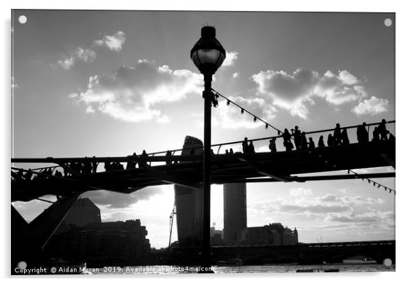 Millennium Bridge Silhouette, London    Acrylic by Aidan Moran