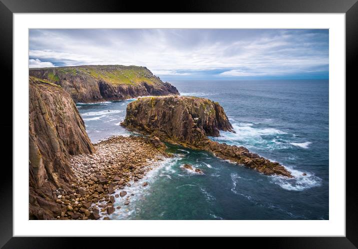 Enys Dodnan Rocks  Framed Mounted Print by Andrew Michael
